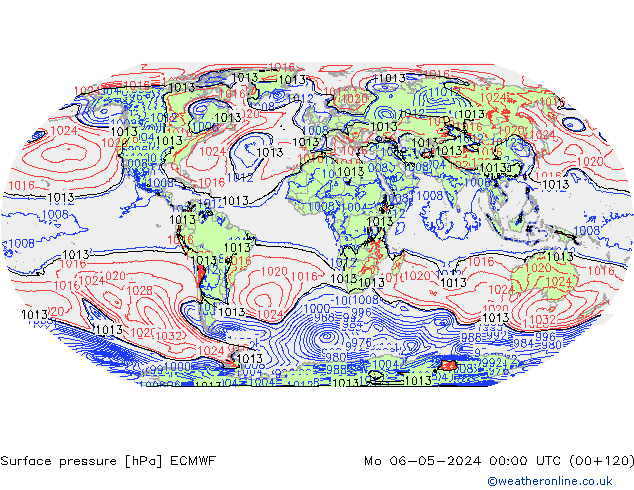 приземное давление ECMWF пн 06.05.2024 00 UTC