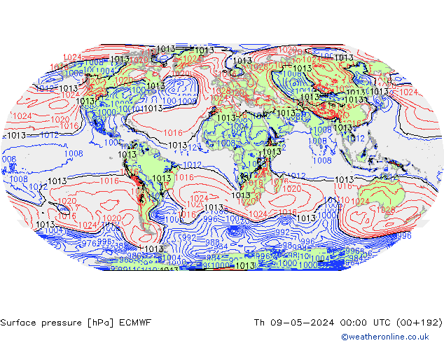 Surface pressure ECMWF Th 09.05.2024 00 UTC