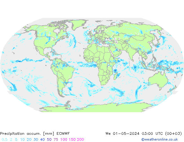 Totale neerslag ECMWF wo 01.05.2024 03 UTC