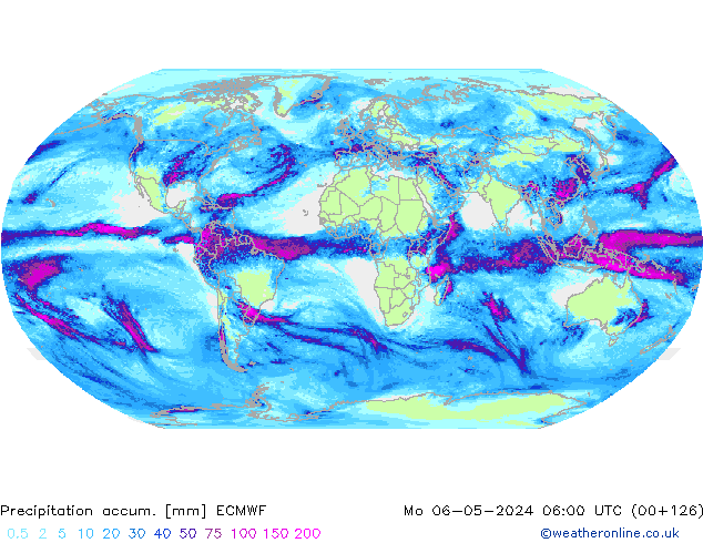 Precipitation accum. ECMWF pon. 06.05.2024 06 UTC