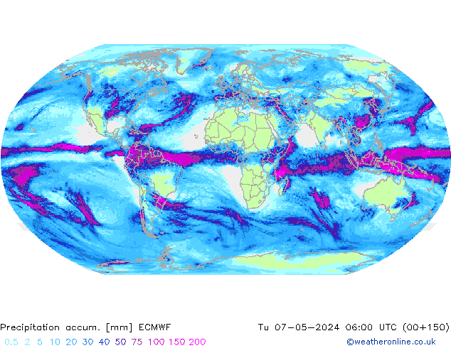 Precipitation accum. ECMWF Tu 07.05.2024 06 UTC