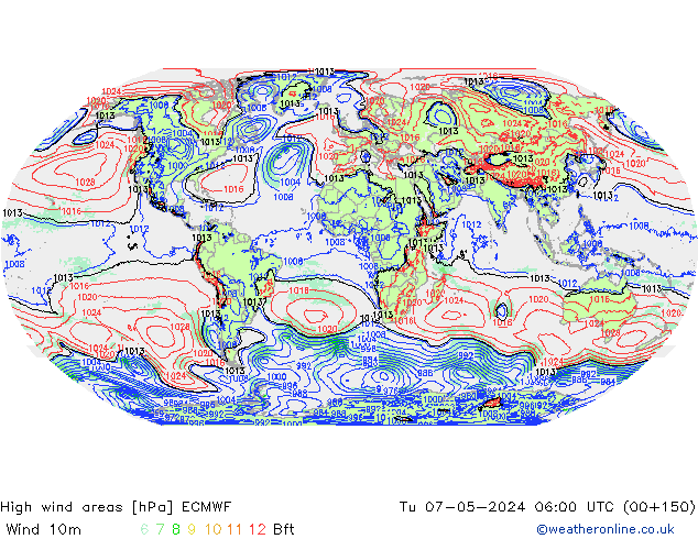 High wind areas ECMWF Tu 07.05.2024 06 UTC