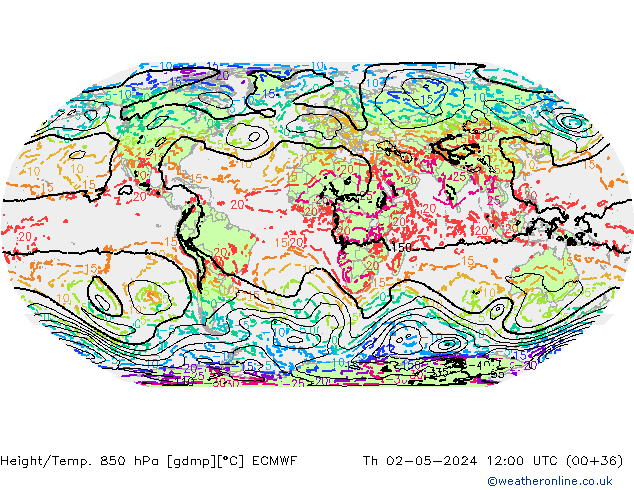 Hoogte/Temp. 850 hPa ECMWF do 02.05.2024 12 UTC