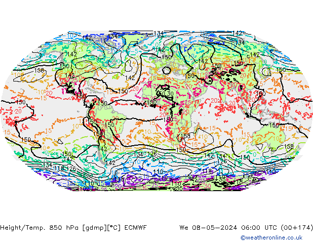 Height/Temp. 850 hPa ECMWF śro. 08.05.2024 06 UTC