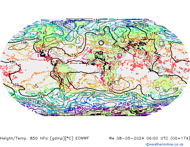 Height/Temp. 850 hPa ECMWF Mi 08.05.2024 06 UTC