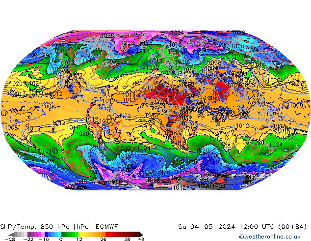 SLP/Temp. 850 hPa ECMWF za 04.05.2024 12 UTC