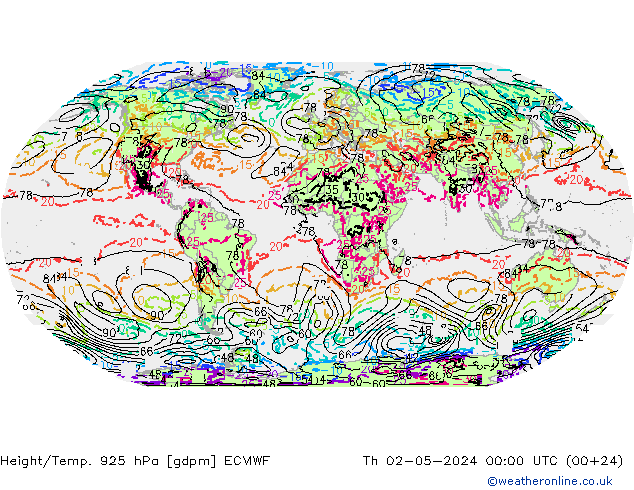 Height/Temp. 925 hPa ECMWF Do 02.05.2024 00 UTC