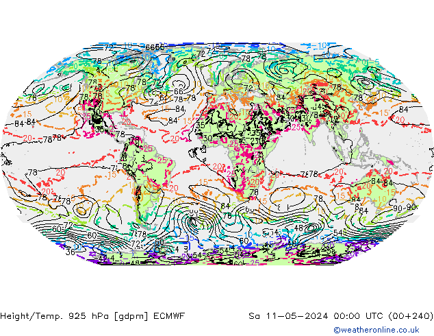 Geop./Temp. 925 hPa ECMWF sáb 11.05.2024 00 UTC