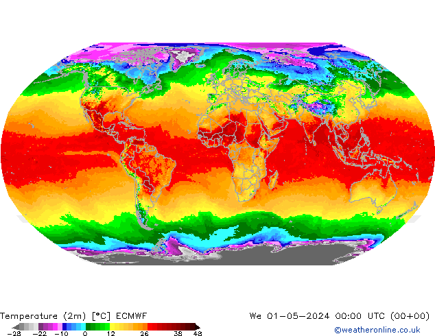 température (2m) ECMWF mer 01.05.2024 00 UTC