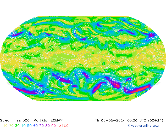 Stromlinien 500 hPa ECMWF Do 02.05.2024 00 UTC