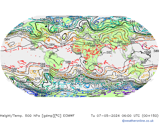 Z500/Rain (+SLP)/Z850 ECMWF Ter 07.05.2024 06 UTC