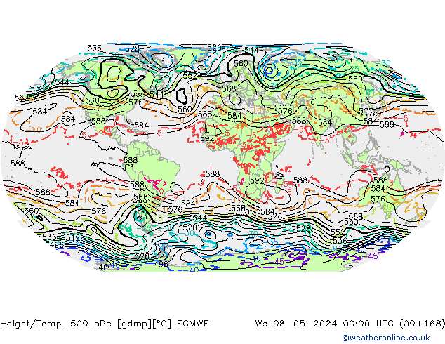 Z500/Rain (+SLP)/Z850 ECMWF We 08.05.2024 00 UTC