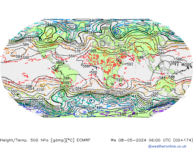 Z500/Rain (+SLP)/Z850 ECMWF We 08.05.2024 06 UTC