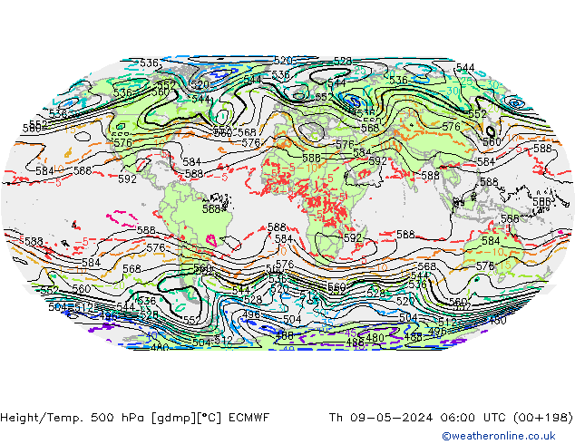Z500/Rain (+SLP)/Z850 ECMWF Th 09.05.2024 06 UTC