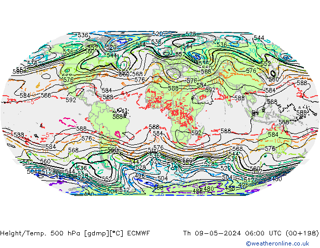 Yükseklik/Sıc. 500 hPa ECMWF Per 09.05.2024 06 UTC