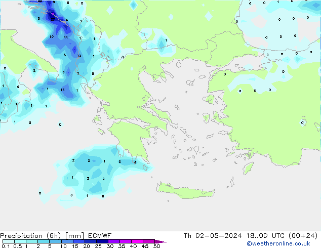 Precipitazione (6h) ECMWF gio 02.05.2024 00 UTC