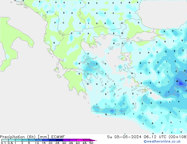 Precipitation (6h) ECMWF Ne 05.05.2024 12 UTC