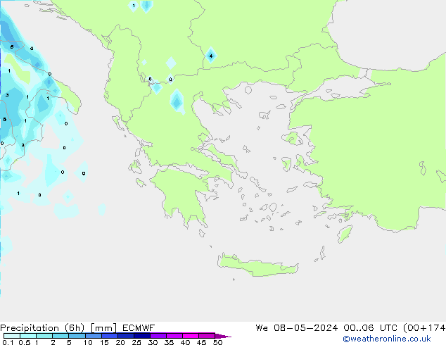 Yağış (6h) ECMWF Çar 08.05.2024 06 UTC