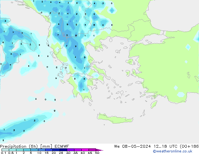 Precipitazione (6h) ECMWF mer 08.05.2024 18 UTC