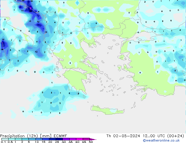 Precipitazione (12h) ECMWF gio 02.05.2024 00 UTC