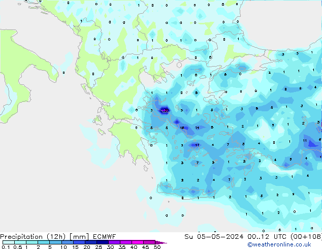 осадки (12h) ECMWF Вс 05.05.2024 12 UTC