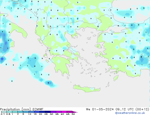 Precipitation ECMWF We 01.05.2024 12 UTC
