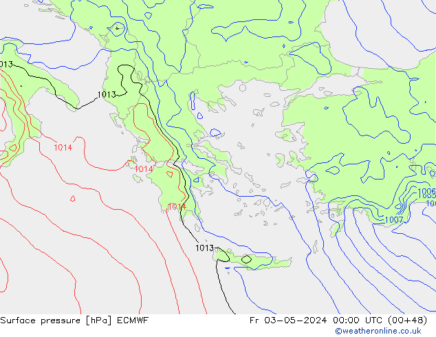 Atmosférický tlak ECMWF Pá 03.05.2024 00 UTC