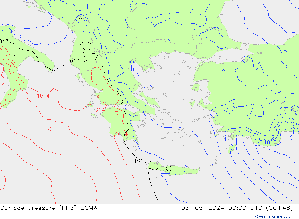 Atmosférický tlak ECMWF Pá 03.05.2024 00 UTC