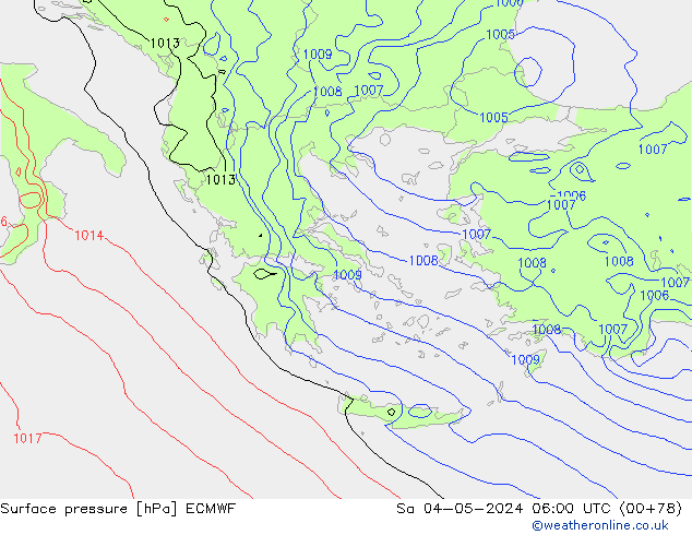 Pressione al suolo ECMWF sab 04.05.2024 06 UTC