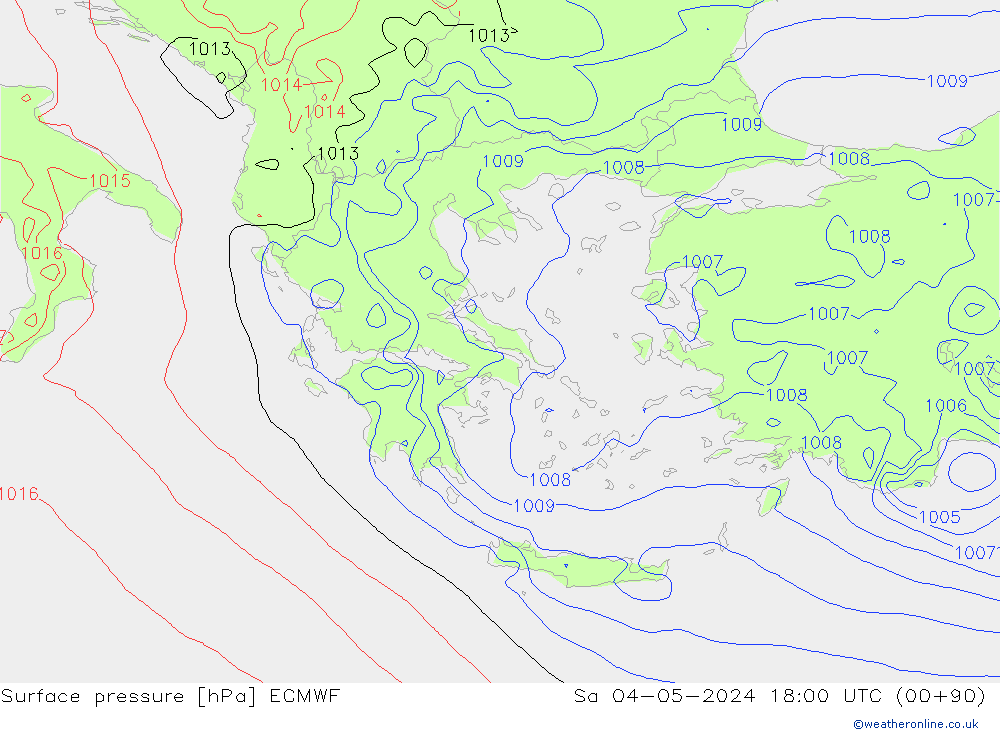 Surface pressure ECMWF Sa 04.05.2024 18 UTC