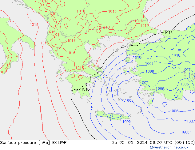 pression de l'air ECMWF dim 05.05.2024 06 UTC