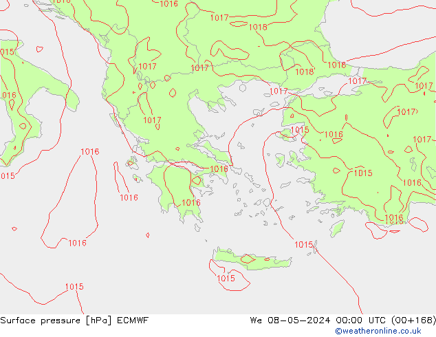 Surface pressure ECMWF We 08.05.2024 00 UTC