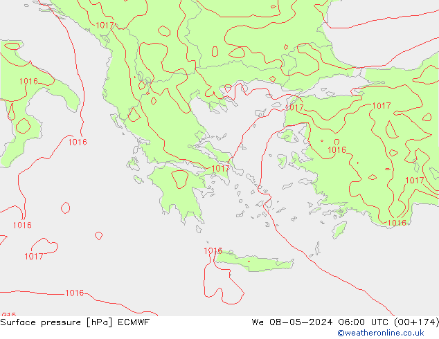 Yer basıncı ECMWF Çar 08.05.2024 06 UTC