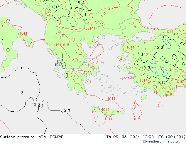 ciśnienie ECMWF czw. 09.05.2024 12 UTC