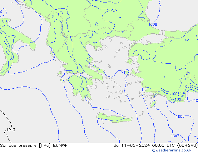 Presión superficial ECMWF sáb 11.05.2024 00 UTC