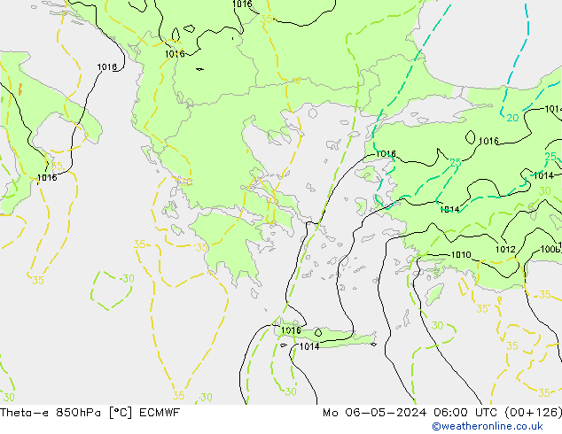 Theta-e 850hPa ECMWF Po 06.05.2024 06 UTC