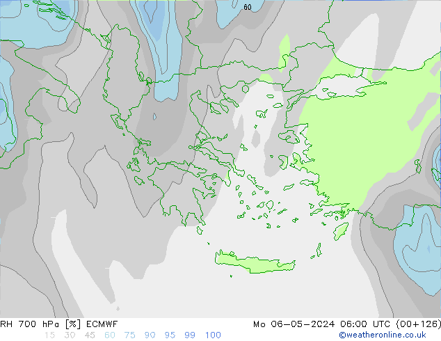 RH 700 hPa ECMWF Po 06.05.2024 06 UTC