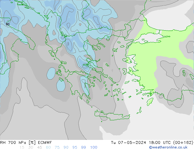 Humedad rel. 700hPa ECMWF mar 07.05.2024 18 UTC