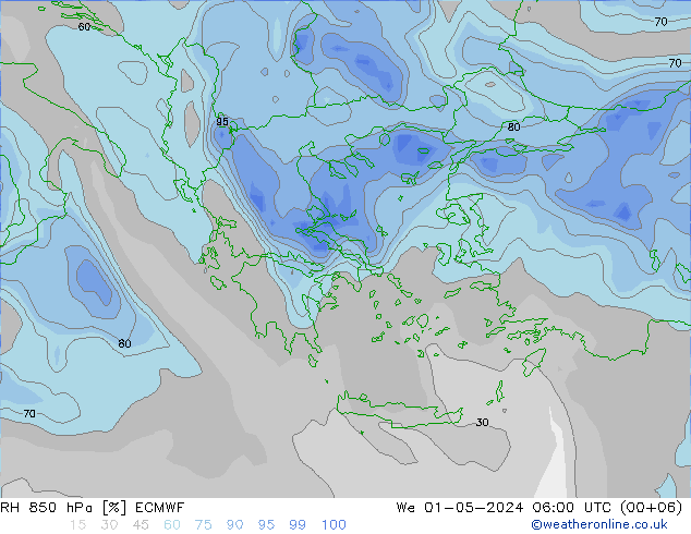 RH 850 hPa ECMWF St 01.05.2024 06 UTC