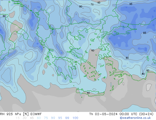 RH 925 hPa ECMWF Th 02.05.2024 00 UTC