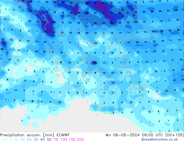 Precipitation accum. ECMWF Po 06.05.2024 06 UTC