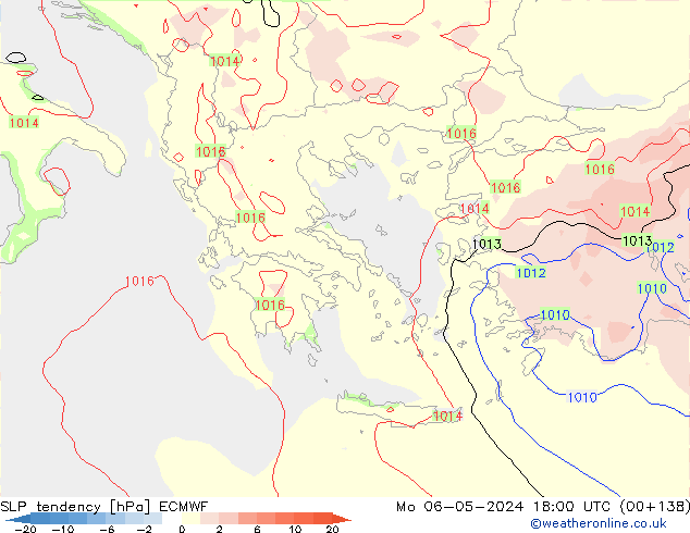 Drucktendenz ECMWF Mo 06.05.2024 18 UTC