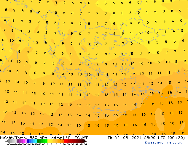 Z500/Rain (+SLP)/Z850 ECMWF jue 02.05.2024 06 UTC