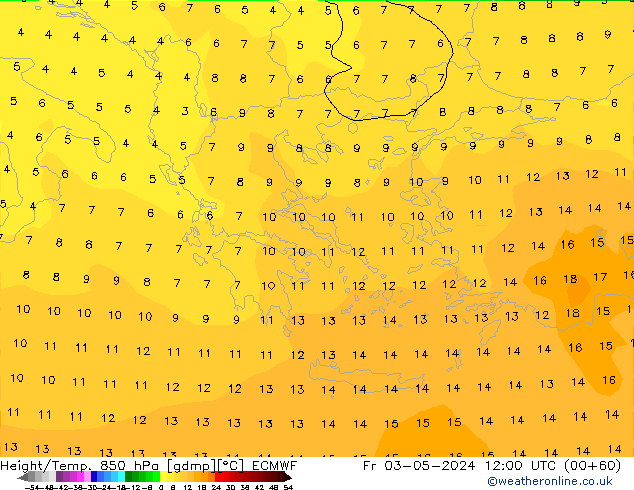 Z500/Rain (+SLP)/Z850 ECMWF  03.05.2024 12 UTC