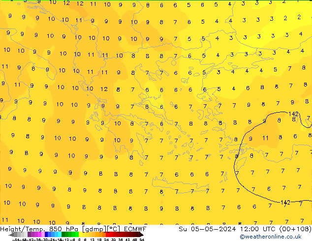 Z500/Regen(+SLP)/Z850 ECMWF zo 05.05.2024 12 UTC