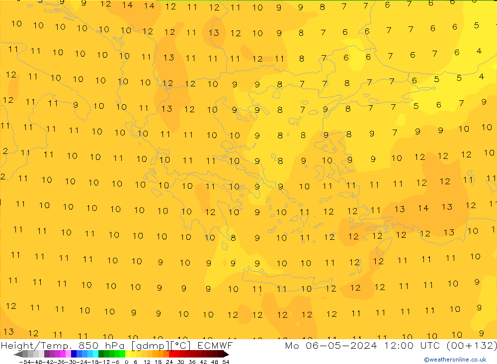 Z500/Rain (+SLP)/Z850 ECMWF Mo 06.05.2024 12 UTC