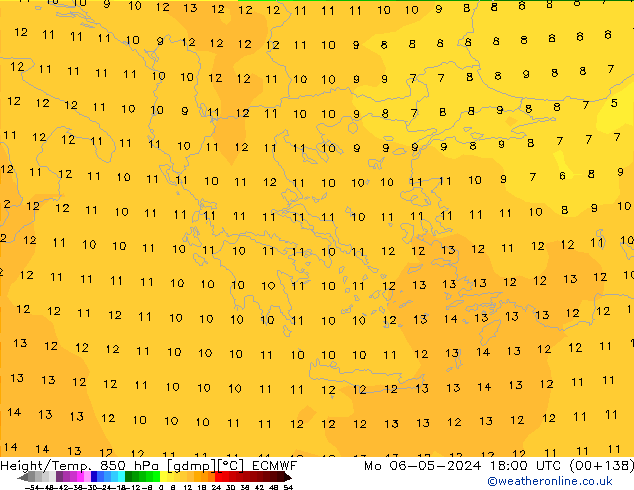 Z500/Rain (+SLP)/Z850 ECMWF Mo 06.05.2024 18 UTC