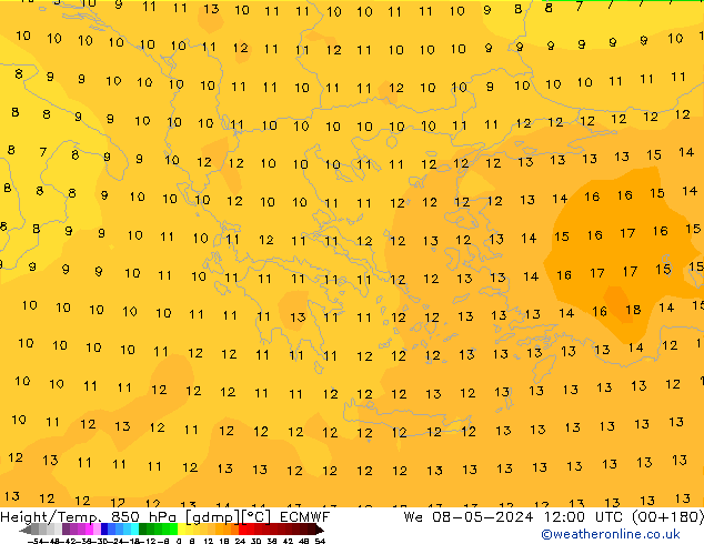 Z500/Rain (+SLP)/Z850 ECMWF śro. 08.05.2024 12 UTC