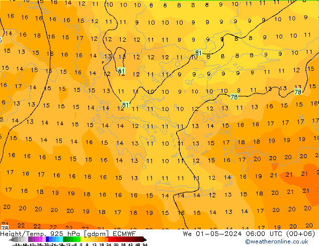 Height/Temp. 925 hPa ECMWF St 01.05.2024 06 UTC