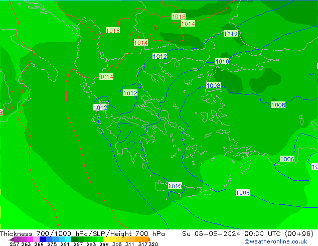 Thck 700-1000 hPa ECMWF Su 05.05.2024 00 UTC